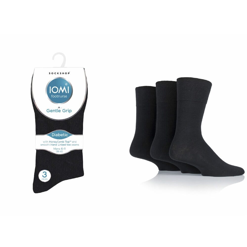 3Pk Iomi G Grip Diabetic Socks 6-11 Blk - Eden Mobility