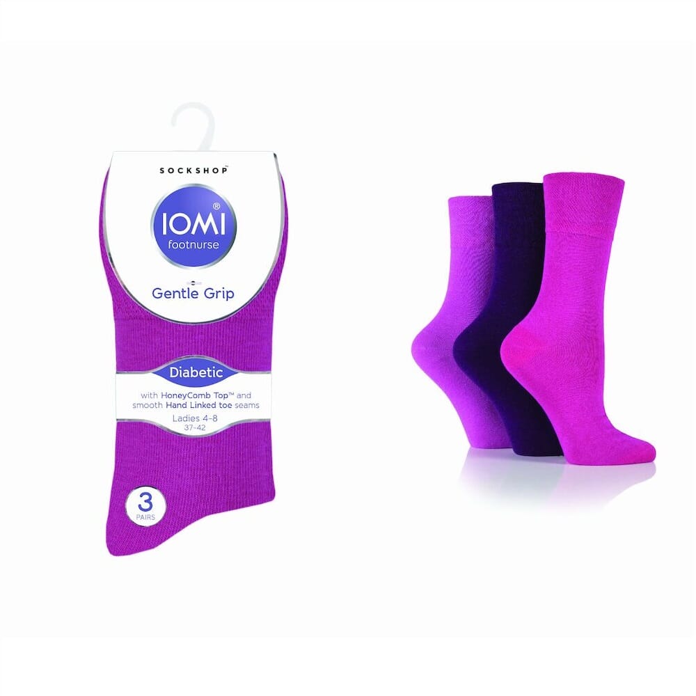 3Pk Iomi G Grip Diabetic Socks 4-8 P Mix - Eden Mobility