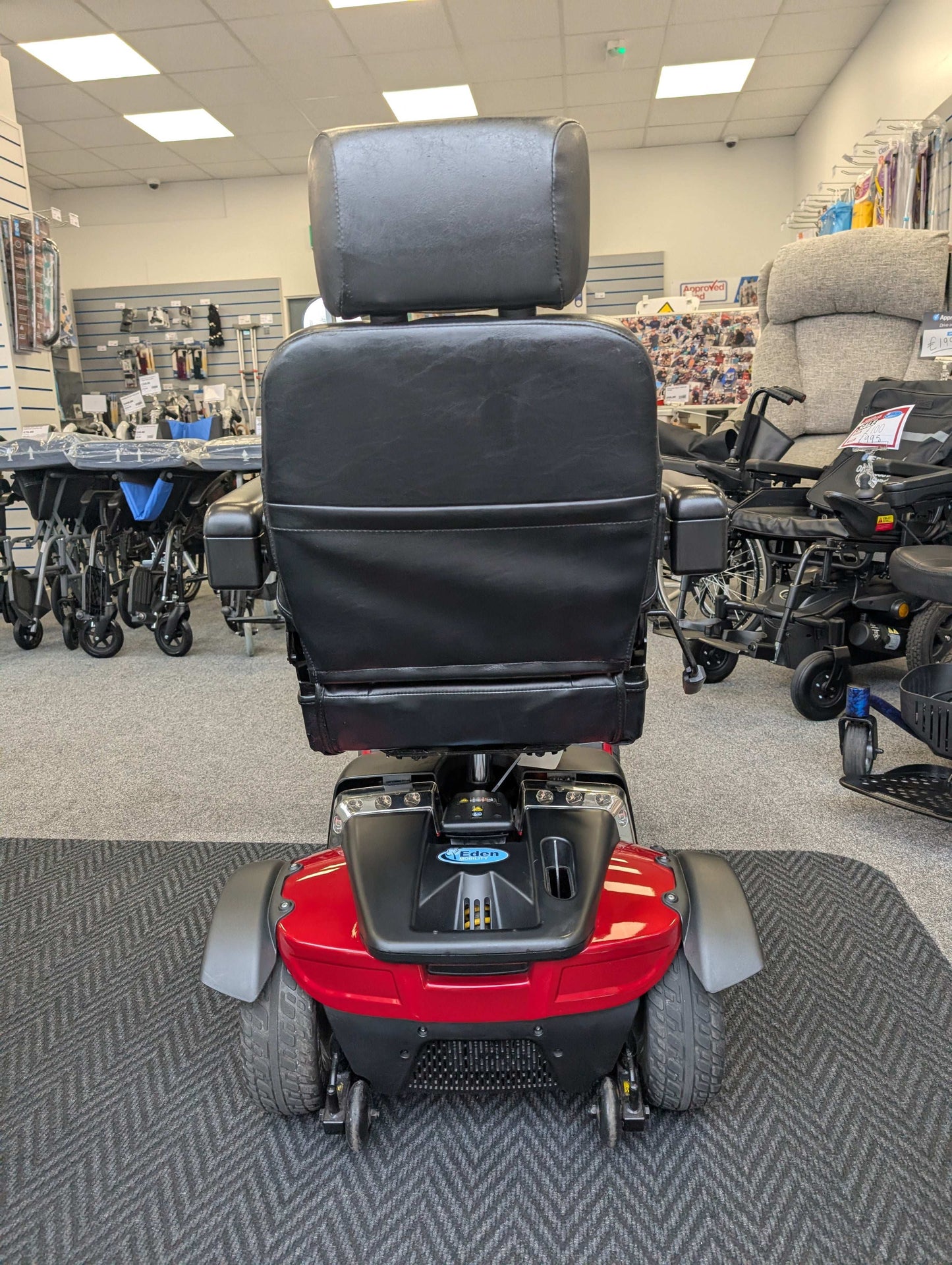 Back of Red Pride Colt Mobility Scooter