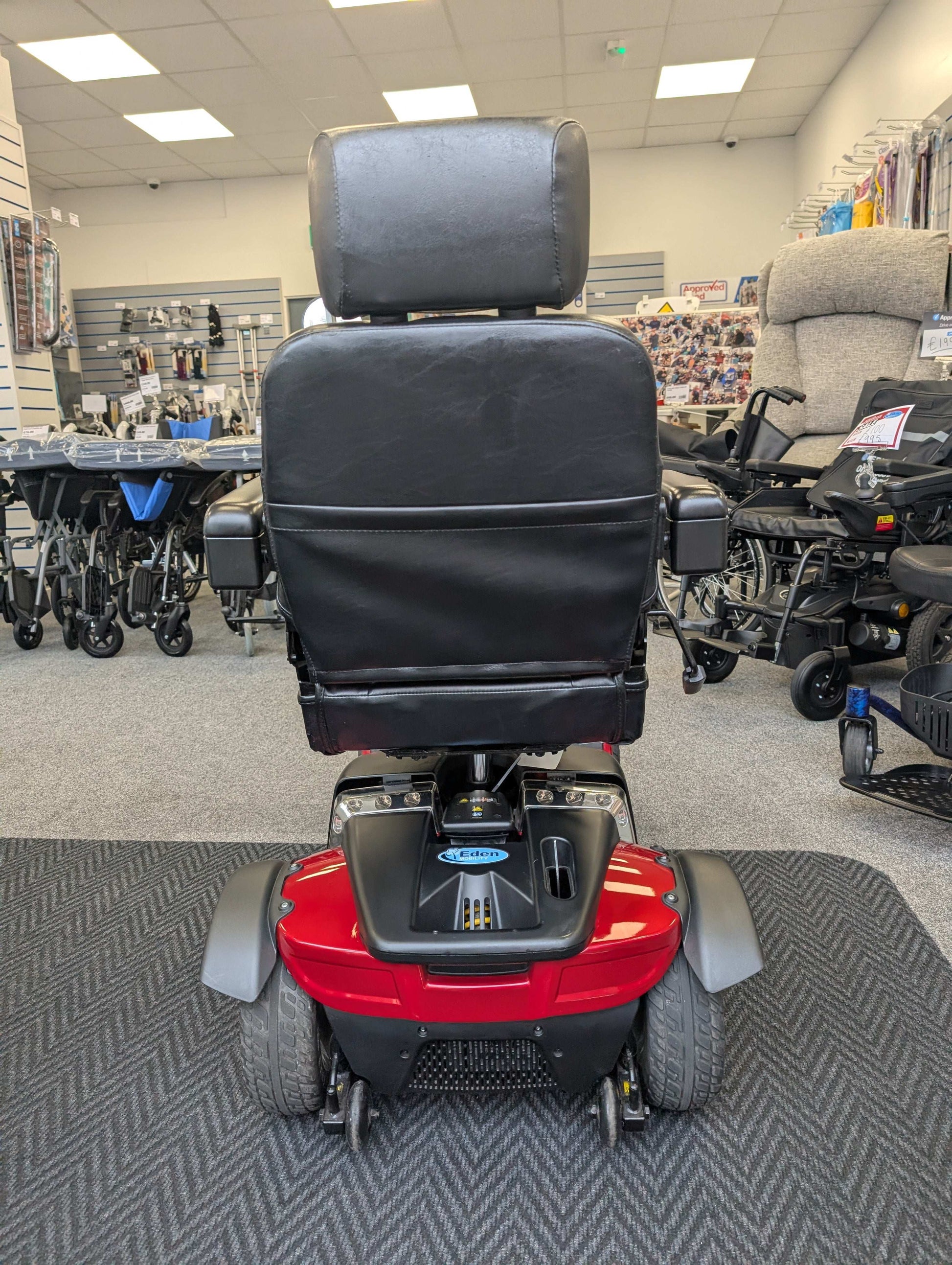 Back of Red Pride Colt Mobility Scooter