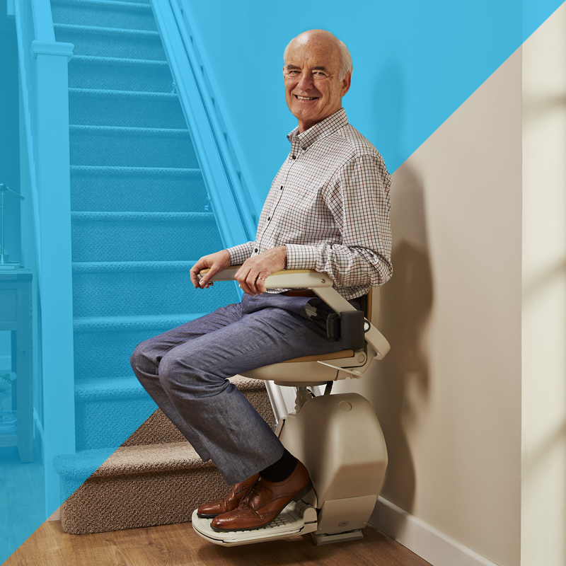 Man using stairlift