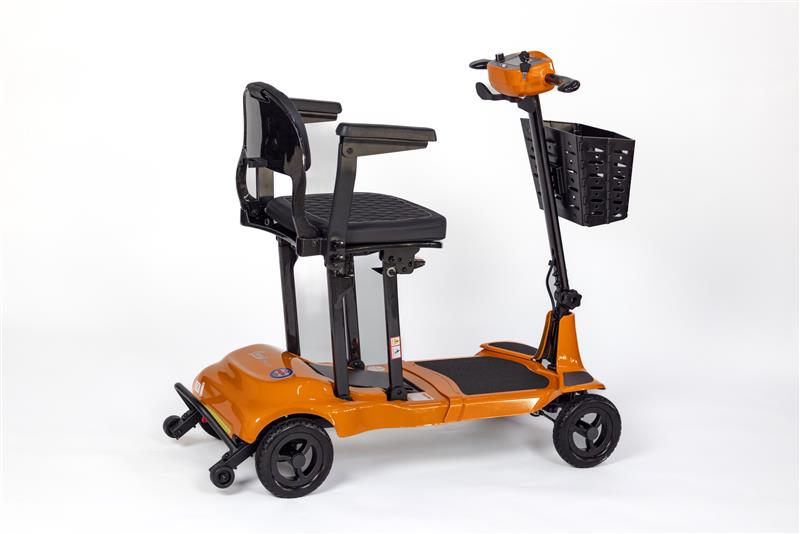 The Eden Genie Ultralight Mobility Scooter in orange.