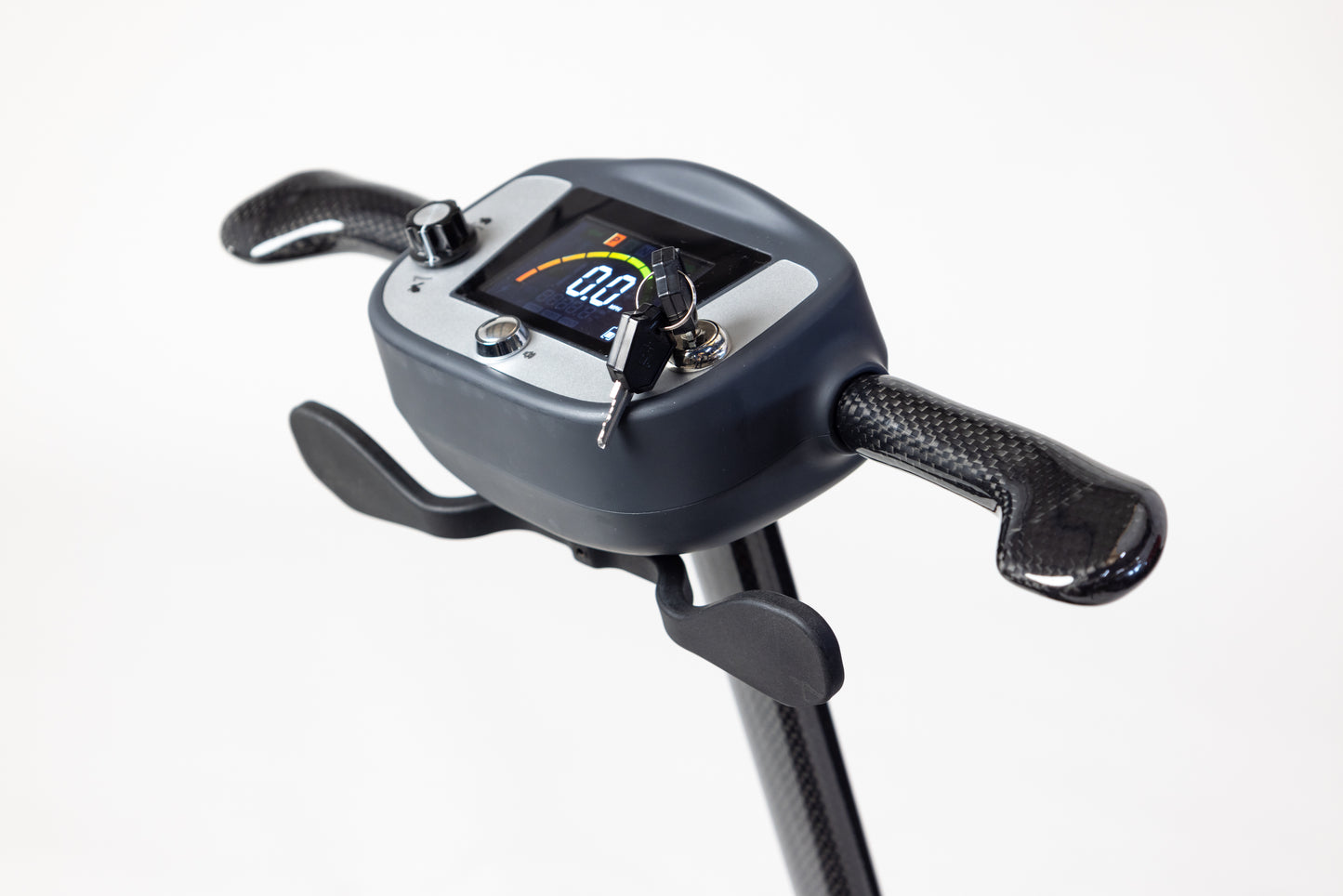 Close up of mobility scooter handle bars