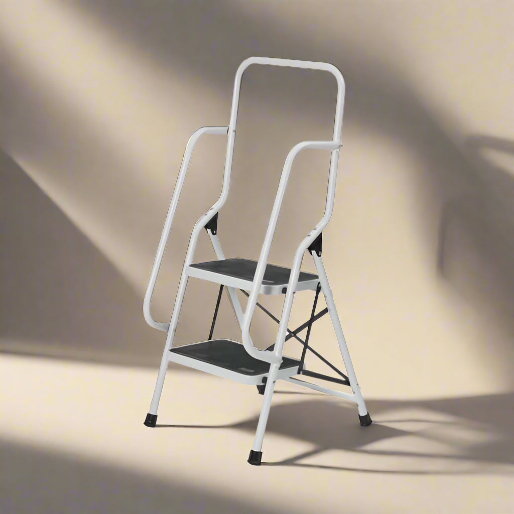 step ladder with safety handrails