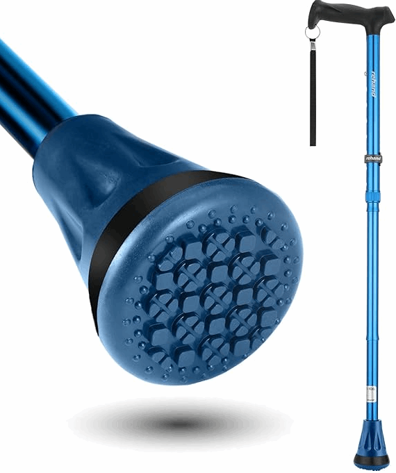 Rehand Height Adjustable, Folding Walking Stick | Air Cushion & Wide Base - Eden Mobility