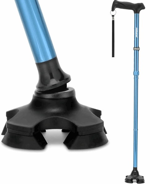 Rehand Height Adjustable, Folding Walking Stick | Air Cushion & Wide Base