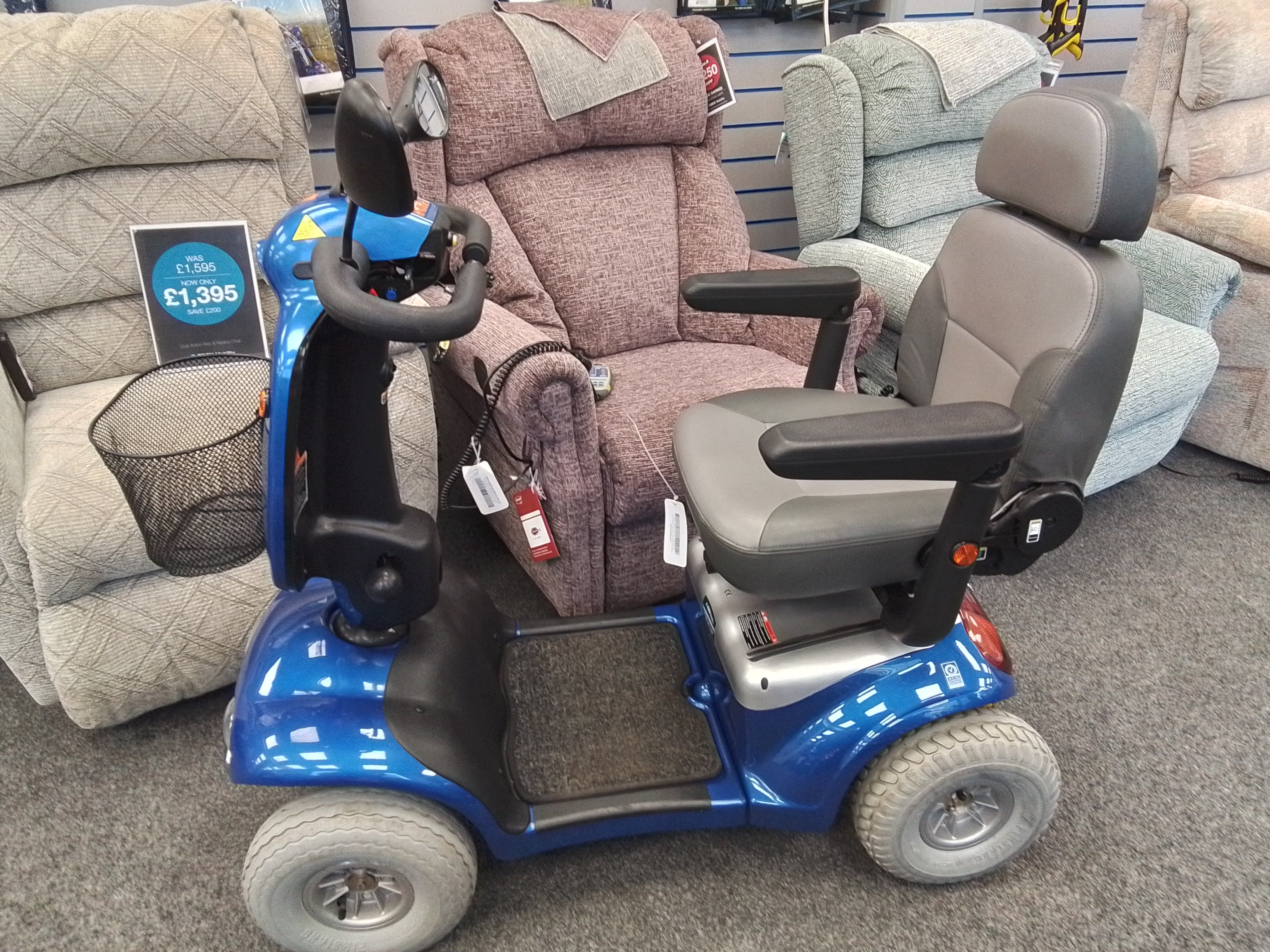 Roma Shoprider Cadiz in Blue | Refurbished Scooter Bridlington - Eden Mobility