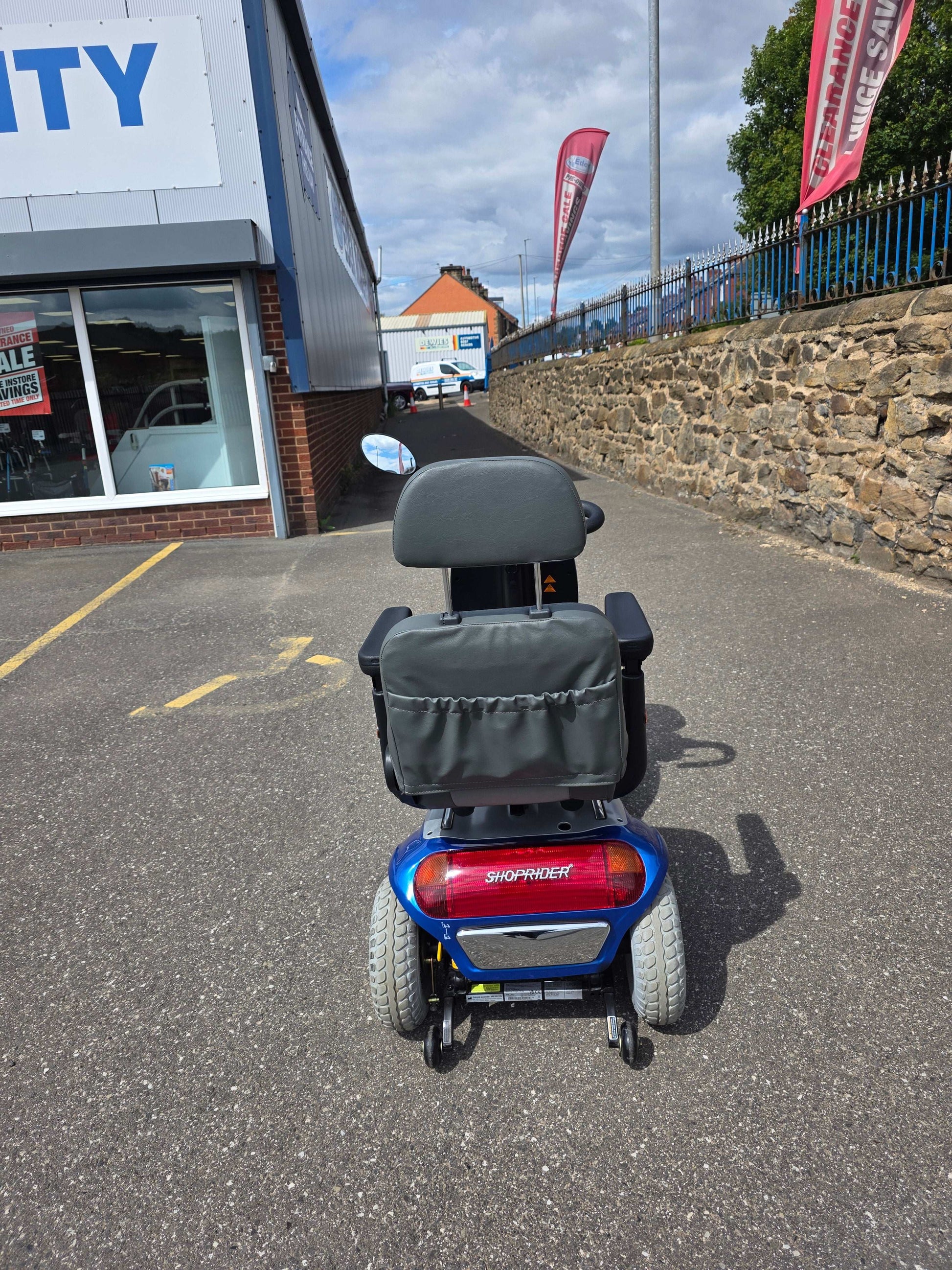 Back of Roma Shoprider Mobility Scooter In Blue