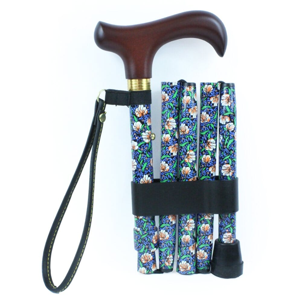 Folding Walking Stick-Greenfloral Morris - Eden Mobility