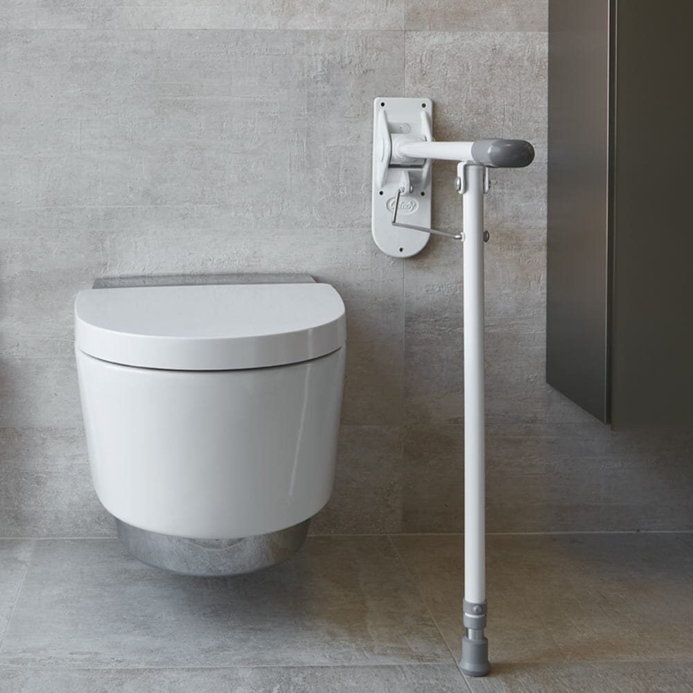 Drop Down Toilet Support Rail With Leg - Eden Mobility