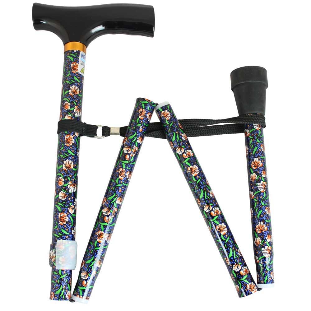 Nrs Folding Walking Stick-Wild Flower - Eden Mobility