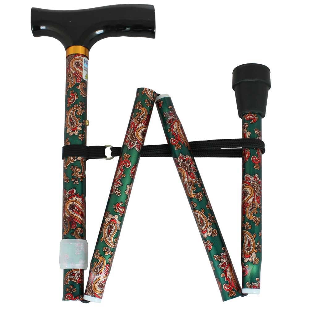 Nrs Folding Walking Stick-Paisley - Eden Mobility