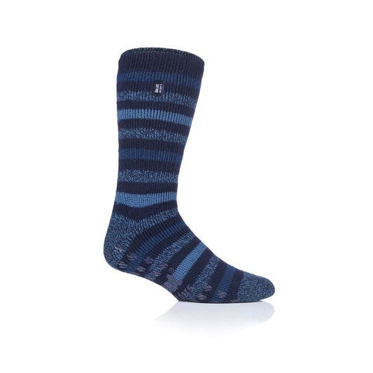 Mens Hh Slipper Socks Navy Stripe 6-11 - Eden Mobility