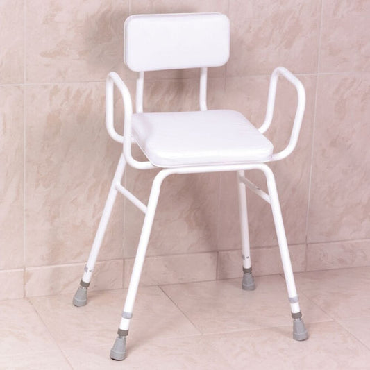 Malvern Stool Height Adj+Arms+Padded Bk - Eden Mobility