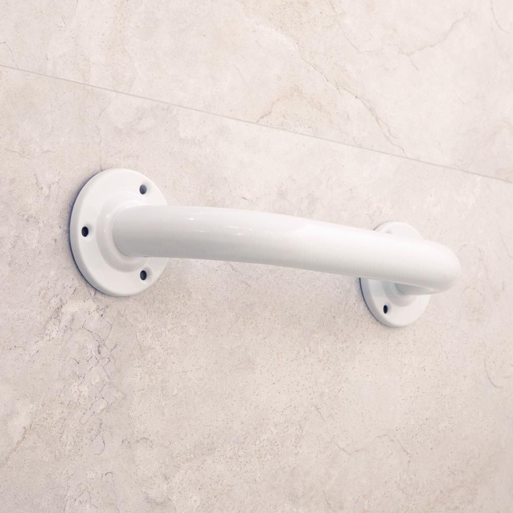 White Round Flange Steel Grab Rail455Mm - Eden Mobility