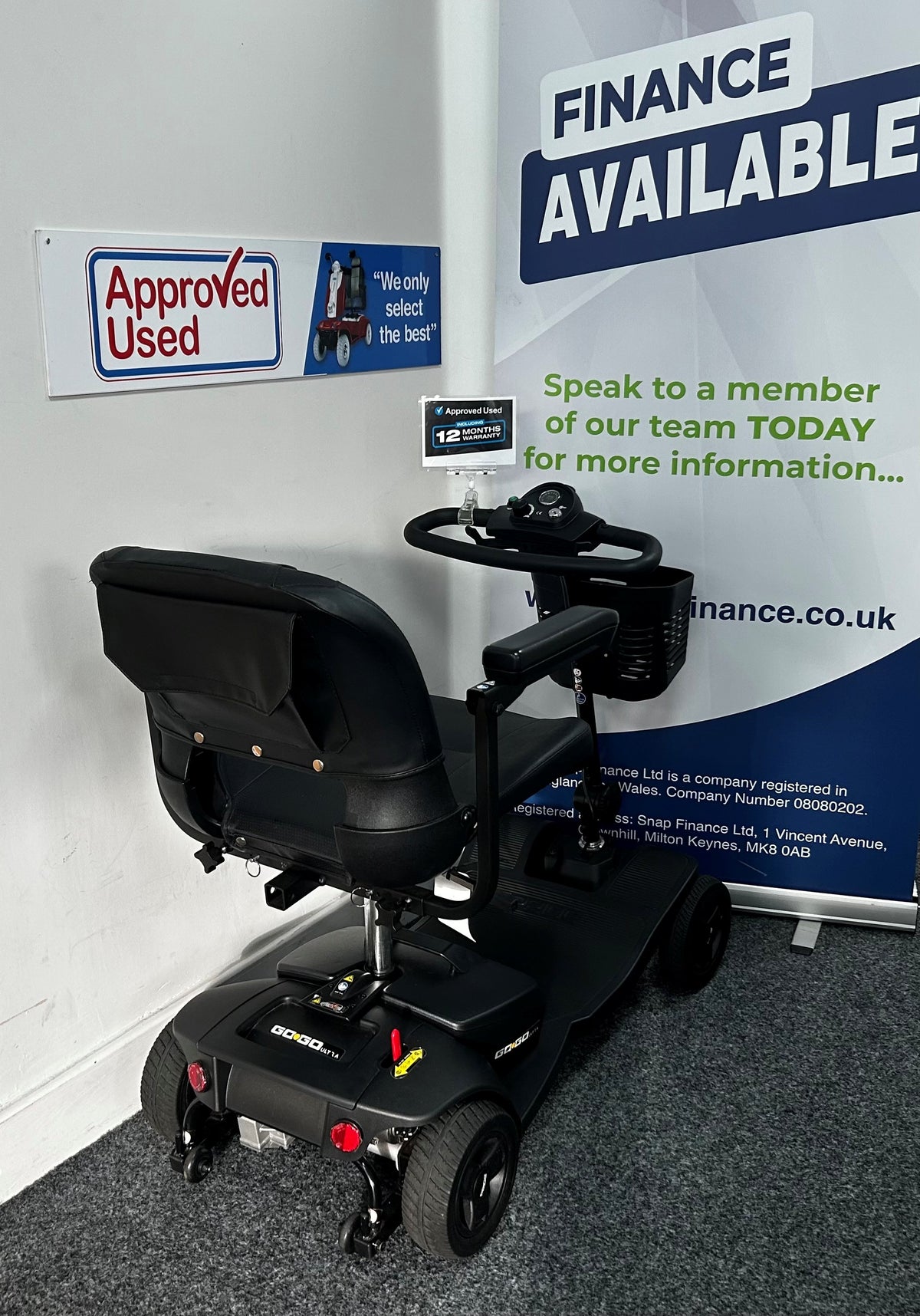 Pride Go Go Ultra in Black | Refurbished Mobility Scooter Stockport
