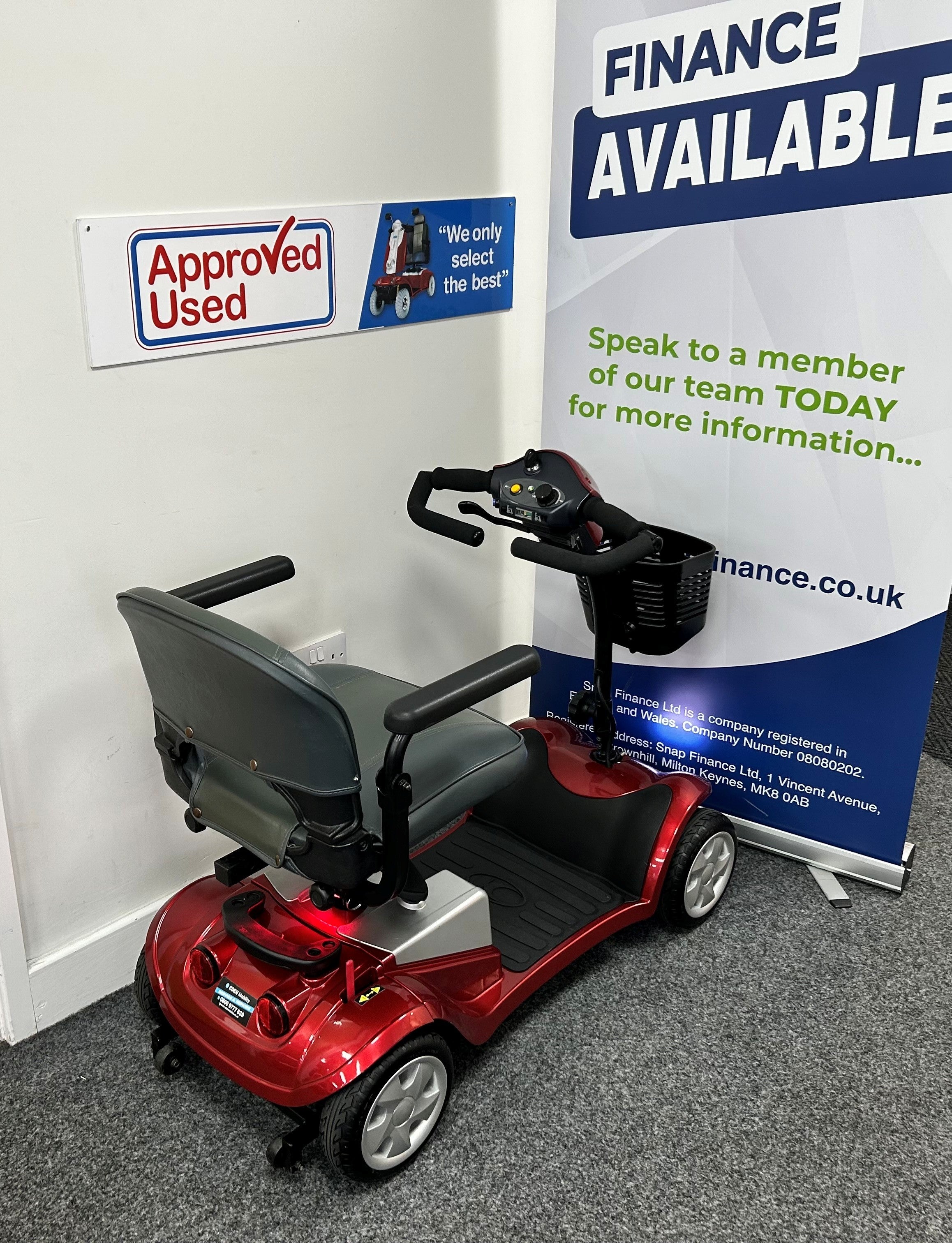 Kymco Comfort angle rear view (red) - Eden Mobility