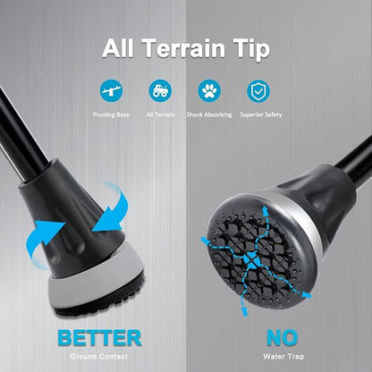 Rehand Height Adjustable, Folding Walking Stick | Air Cushion & Wide Base - Eden Mobility