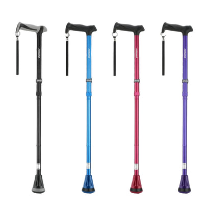Four walking sticks in different colors on a gray background with 'rehand' branding.