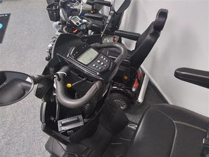 Close-up view of the fully refurbished grey Drive King Cobra scooter with control panel and comfortable seat.