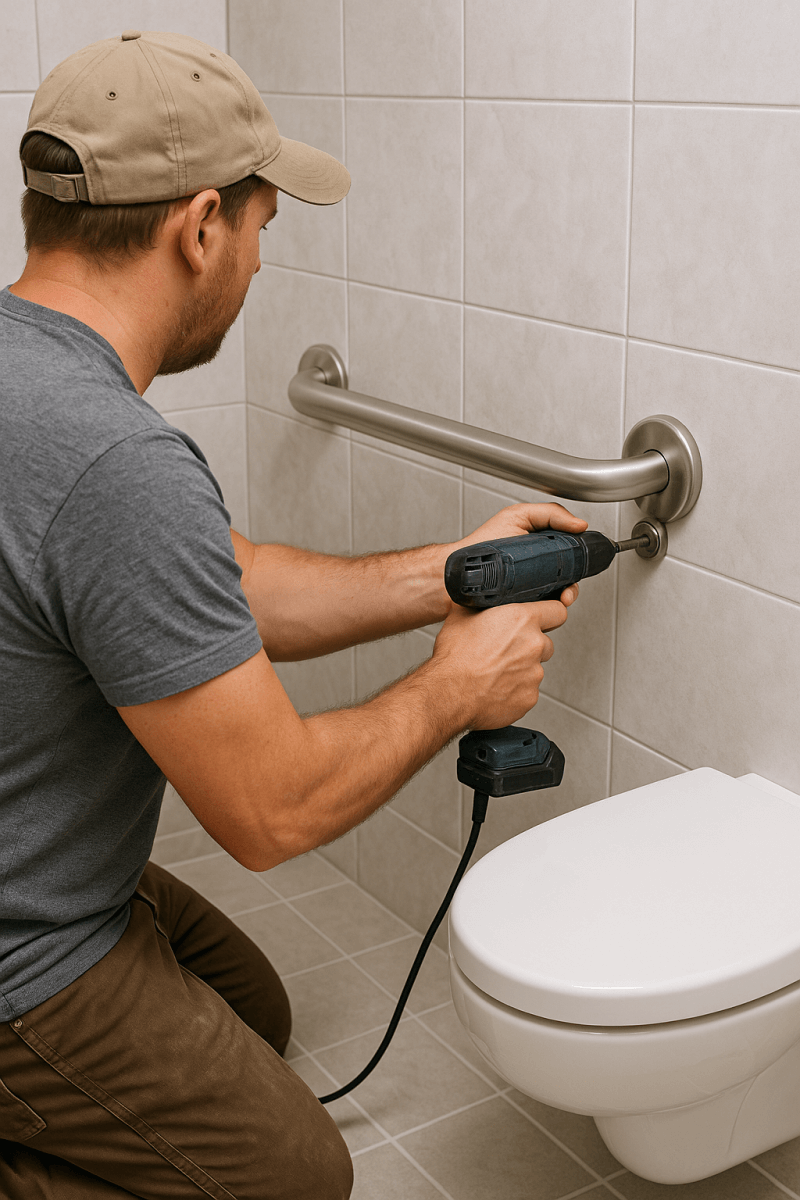 Man fitting bathroom