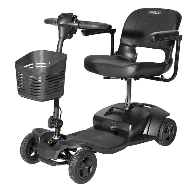 pride gogo ultra mobility scooter with a basket on a white background