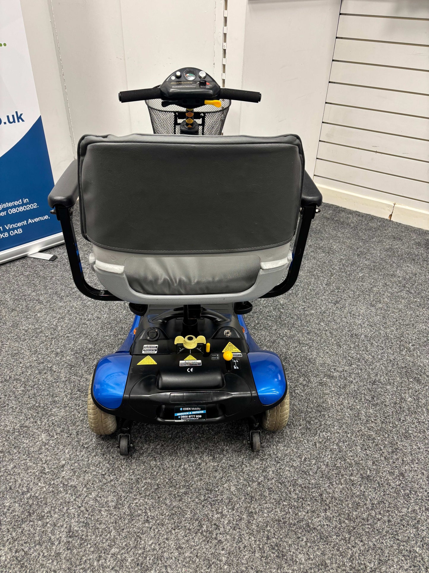 Back view of Roma Cameo - Blue mobility scooter