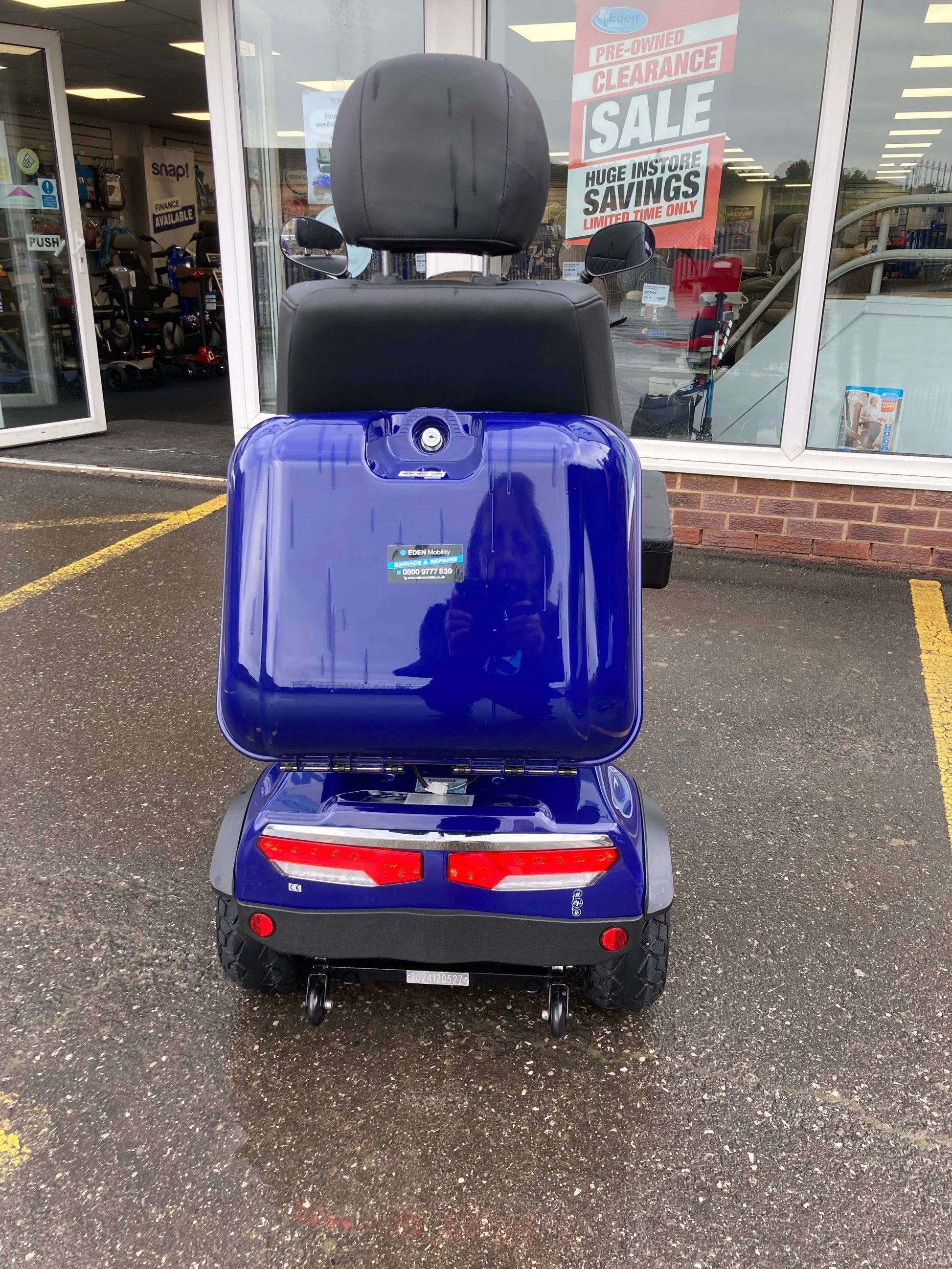 Back Of 
Scooterpac Ignite Blue Mobility Scooter