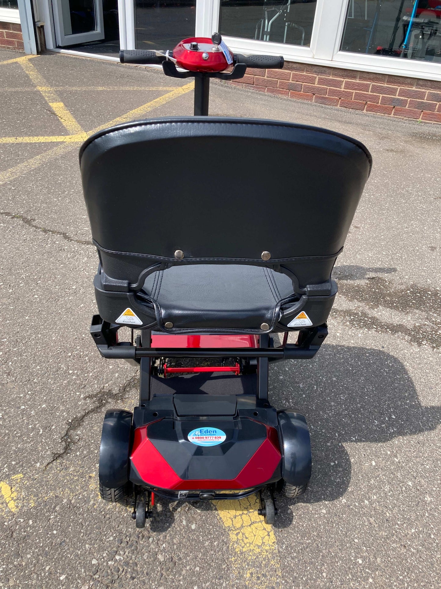 Back of Solax mobility scooter in red