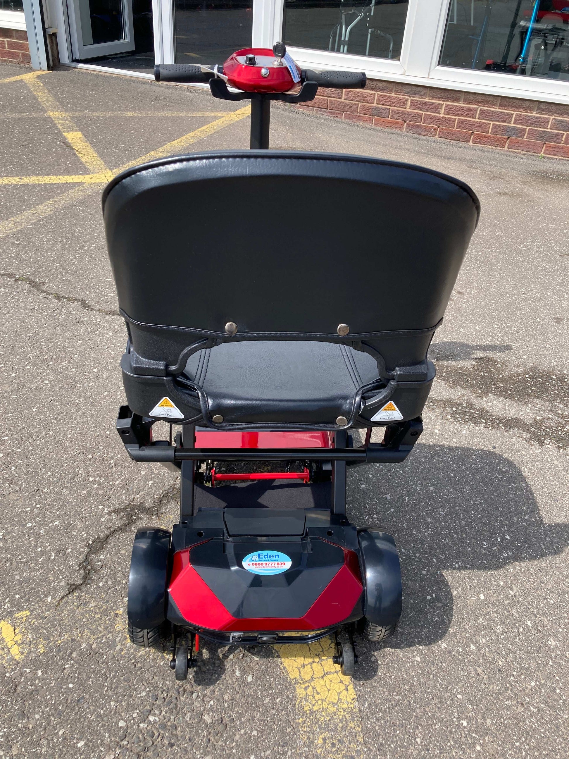 Back of Solax mobility scooter in red
