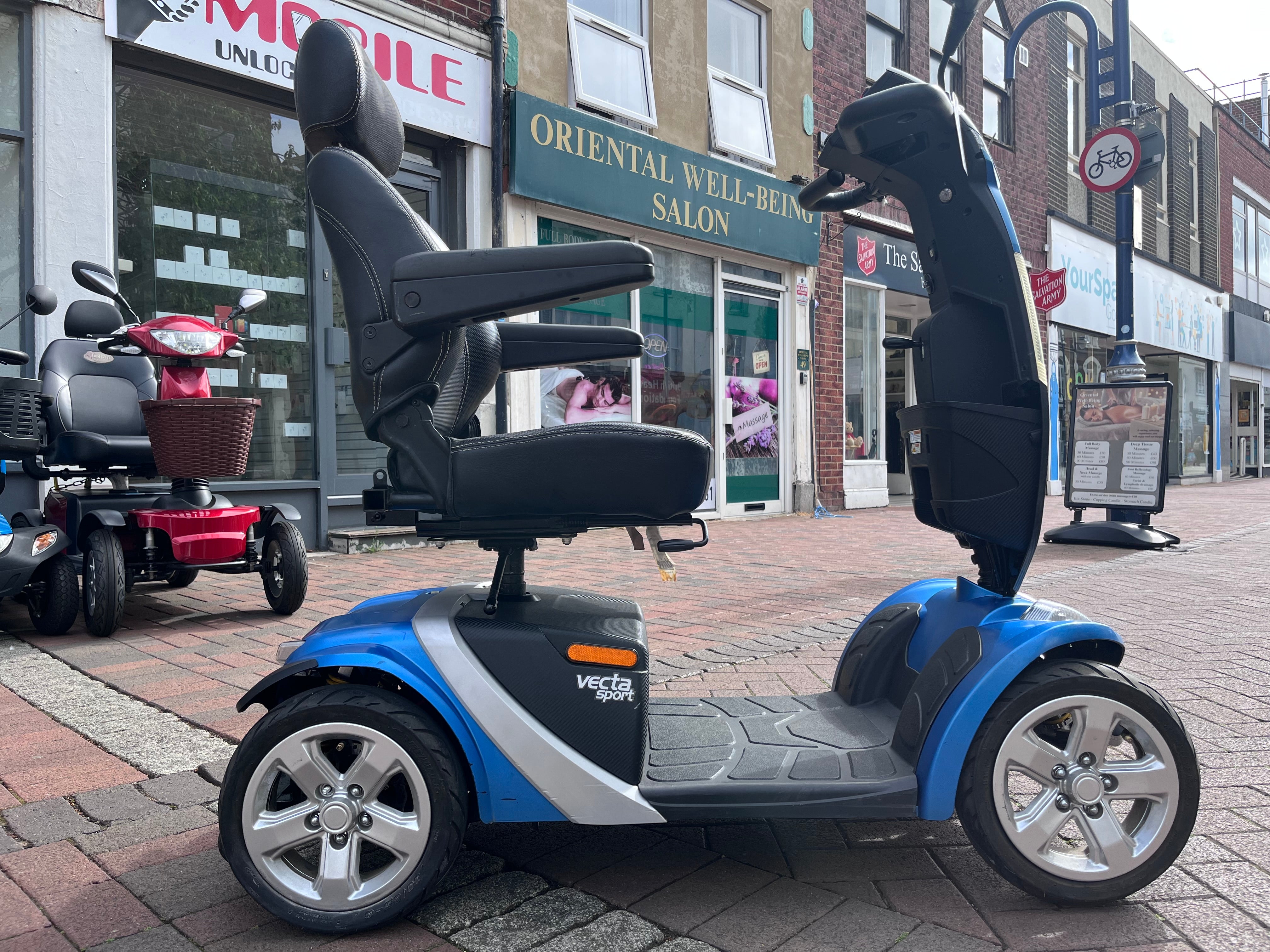 Side view of Blue Mobility Scooter