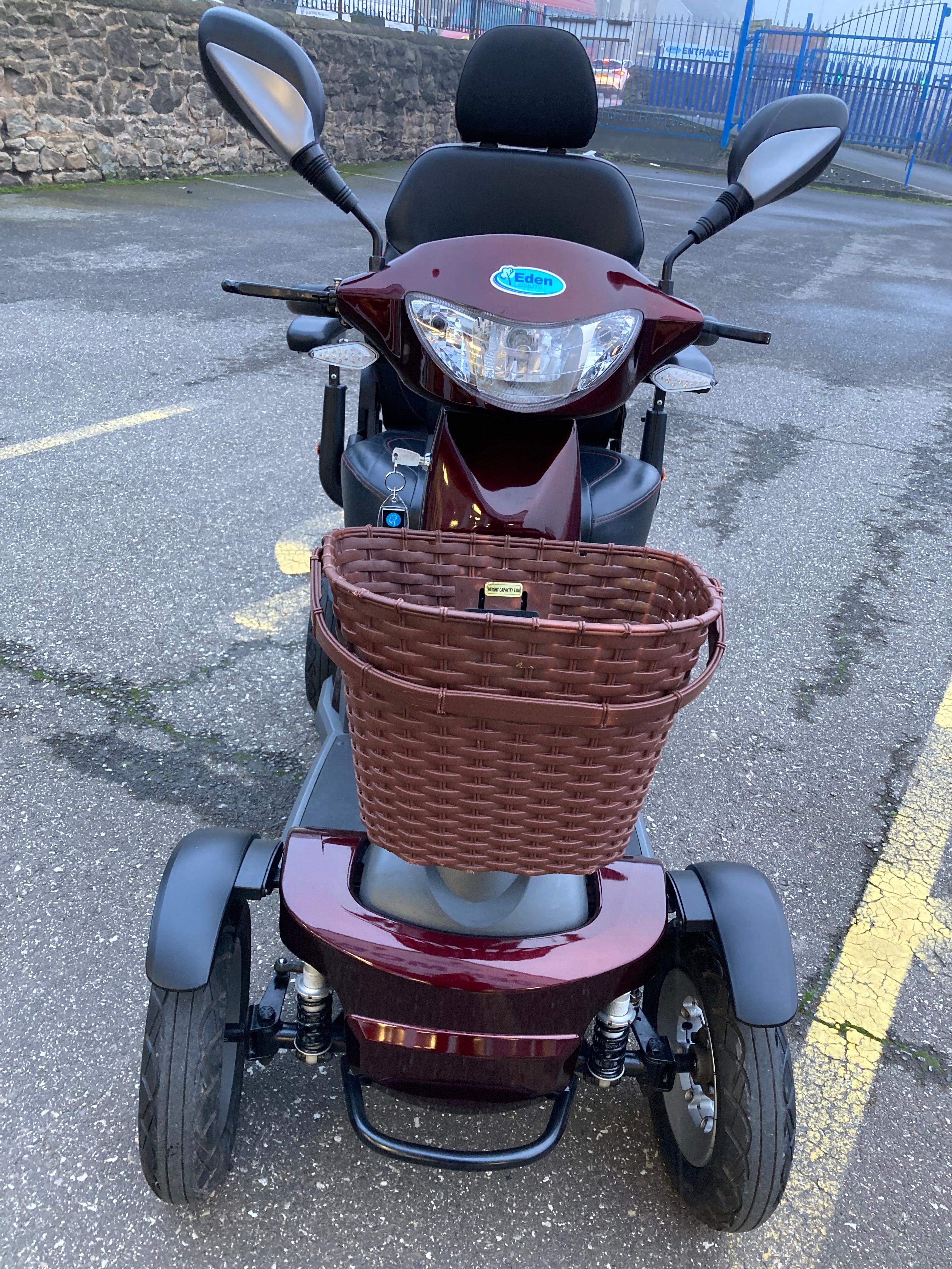Roadmaster Plus R front view (maroon) - Eden Mobility