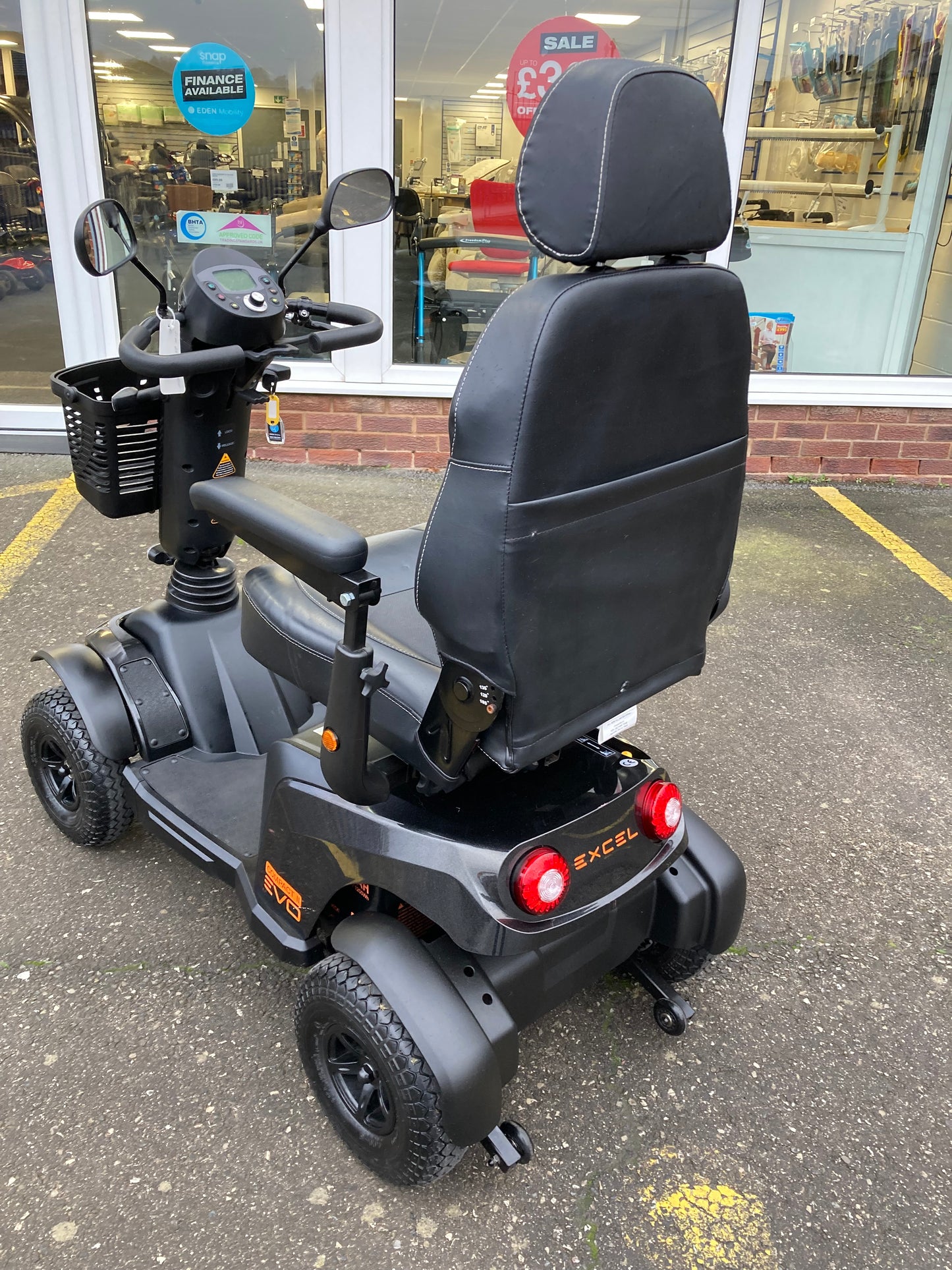 Excel Evo  Rear angled view (Black) - Eden Mobility