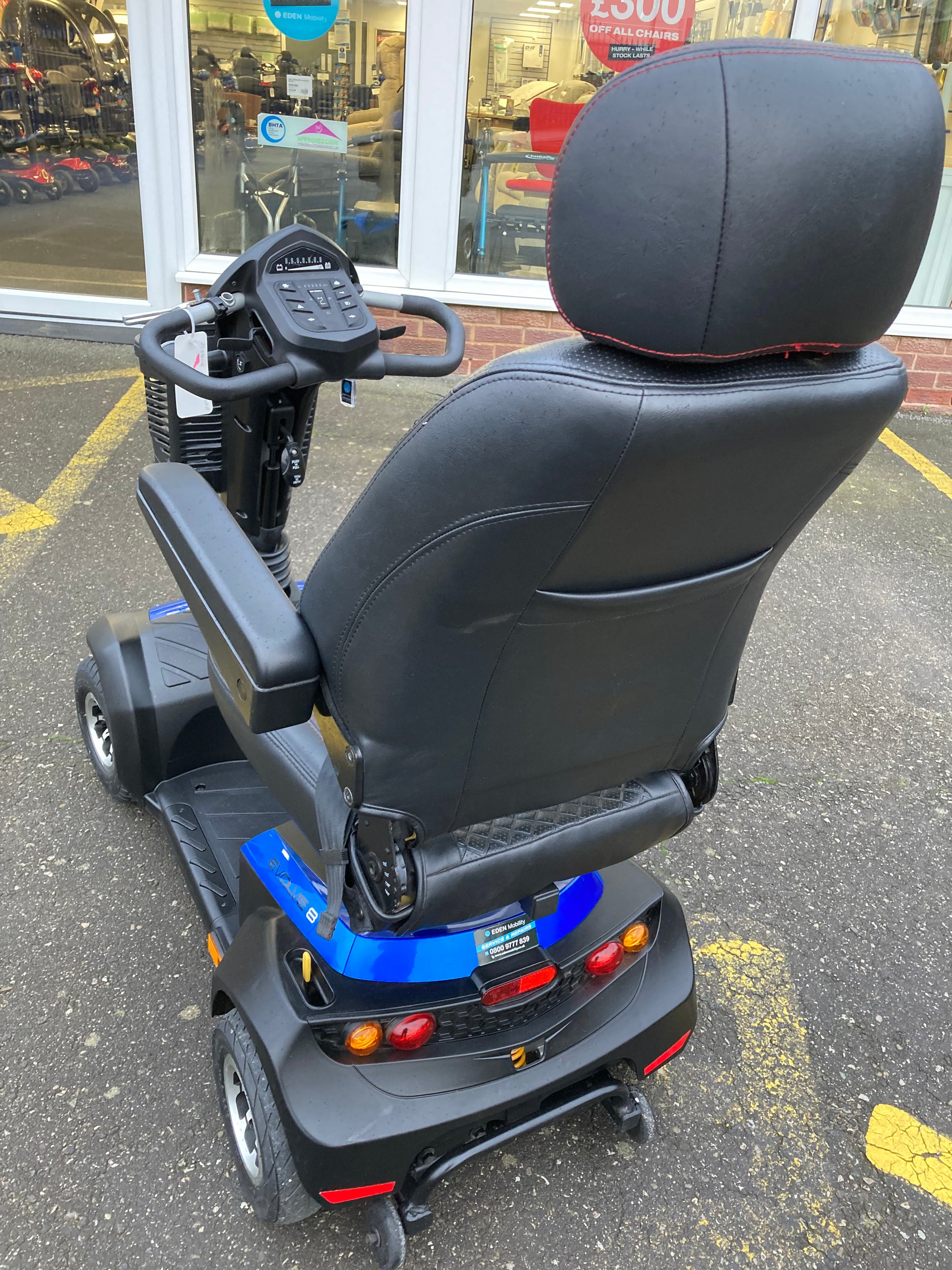Drive envoy rear view (blue) - Eden Mobility