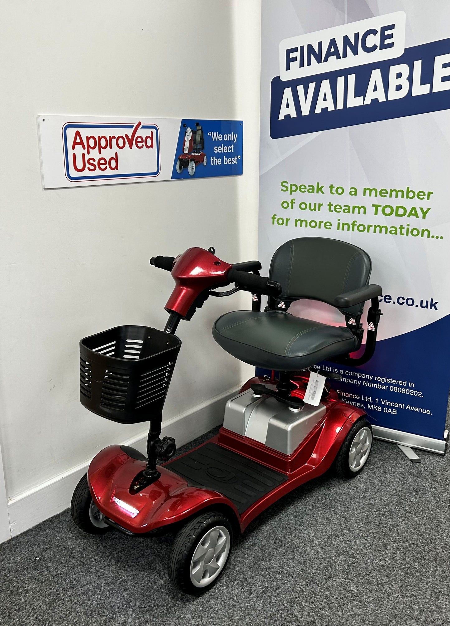 Kymco Comfort angle rear view (red) - Eden Mobility