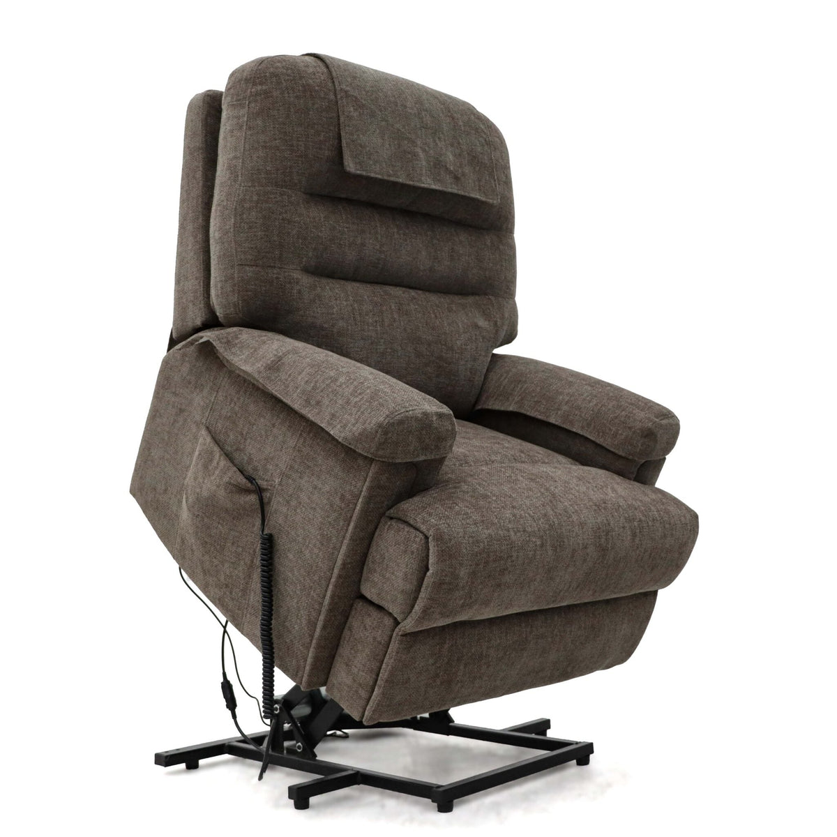 Extra wide Lawson Riser Recliner Chair in grey fabric with remote control and lift function for comfort and safety