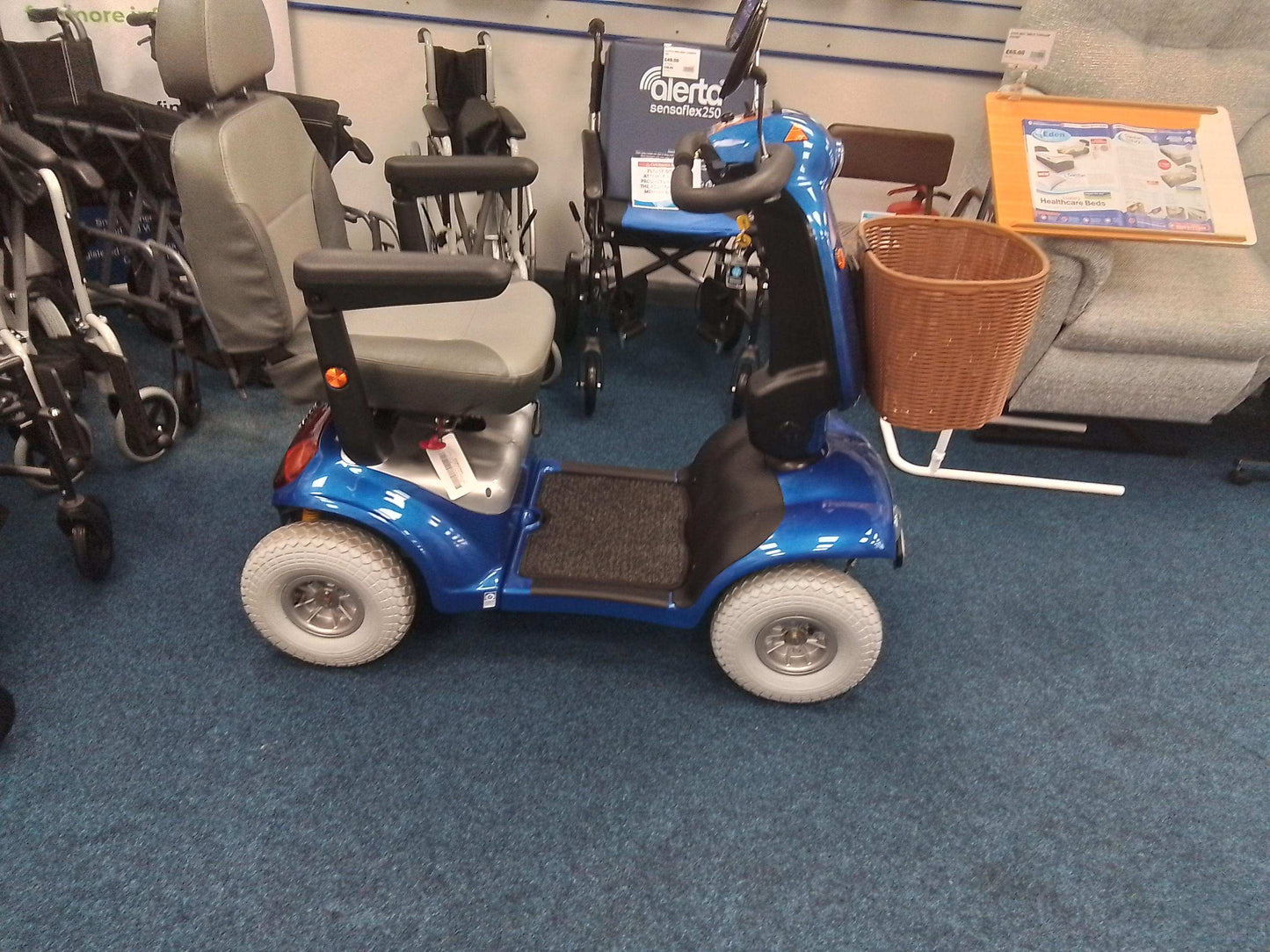Blue Roma Shoprider Cadiz Mobility Scooter in Eden Mobility showrrom