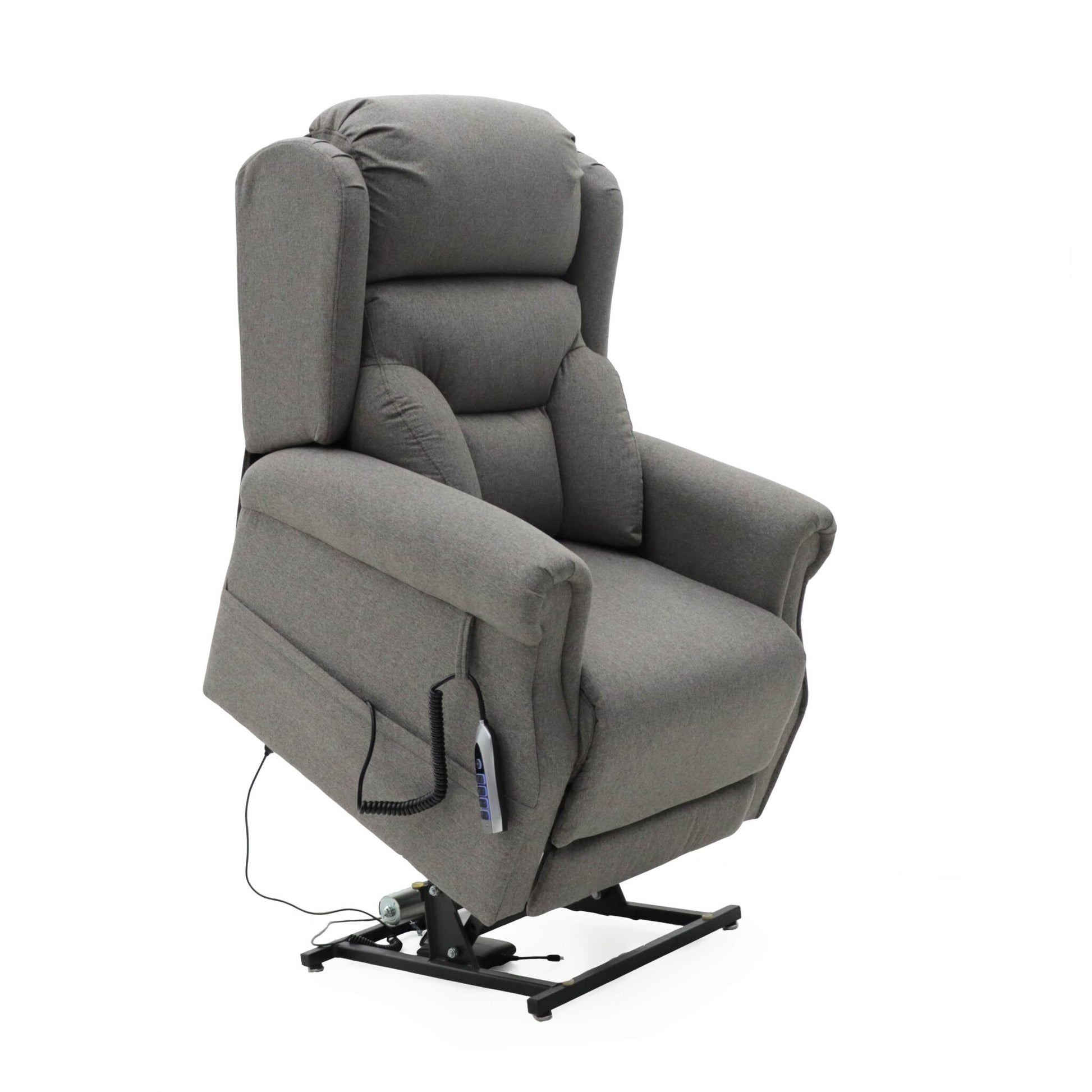 Grey Monterey Rise and Recliner chair with lateral back support and remote control for lift and recline functions