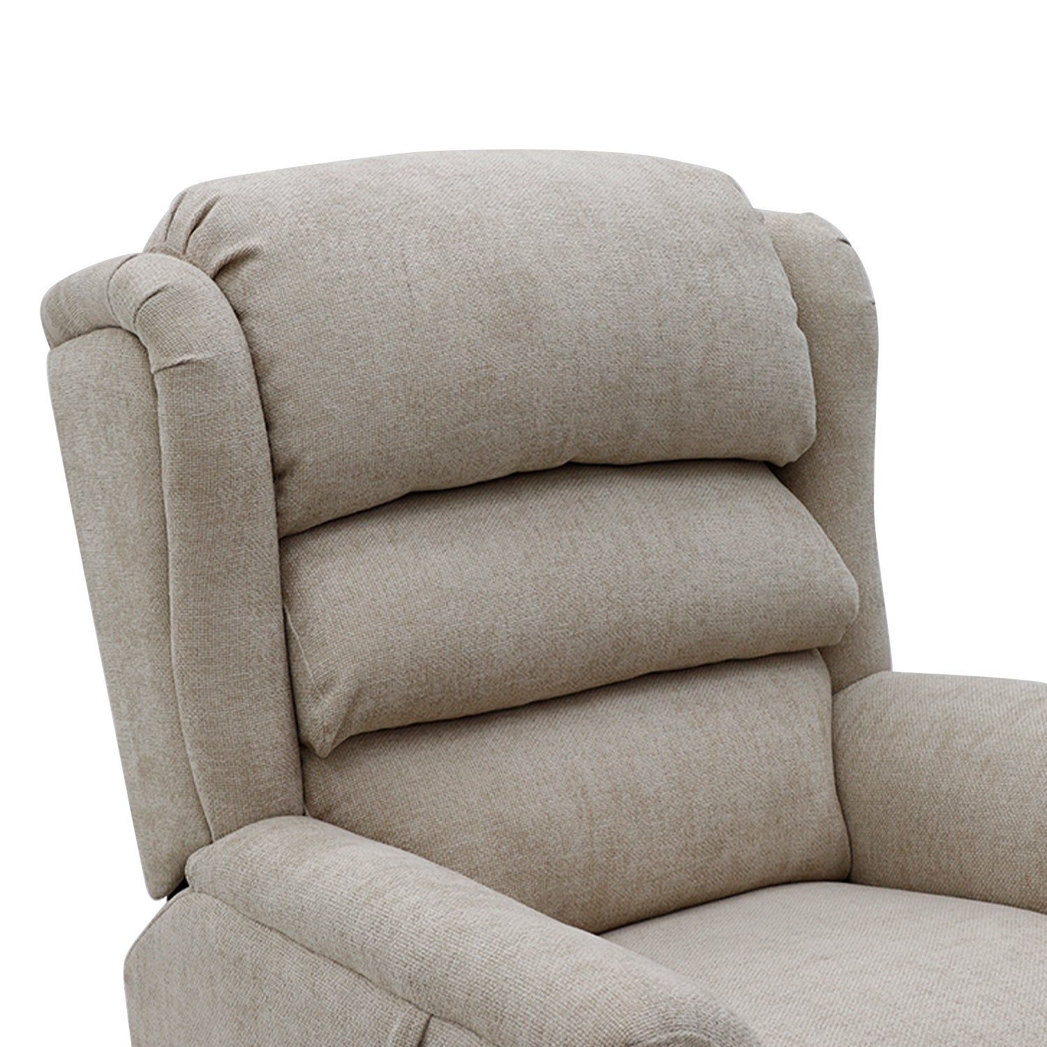 Cream Sanford Rise and Recliner with plush cushioning and dual motor for adjustable comfort and support