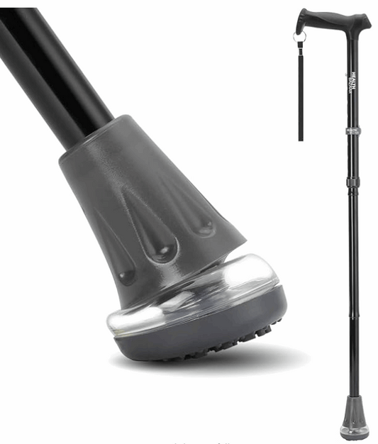 Rehand Height Adjustable, Folding Walking Stick | Air Cushion & Wide Base - Eden Mobility