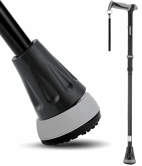 Rehand Height Adjustable, Folding Walking Stick | Air Cushion & Wide Base - Eden Mobility