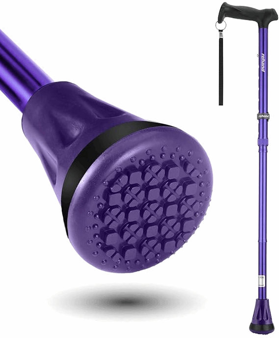 Rehand Height Adjustable, Folding Walking Stick | Air Cushion & Wide Base - Eden Mobility