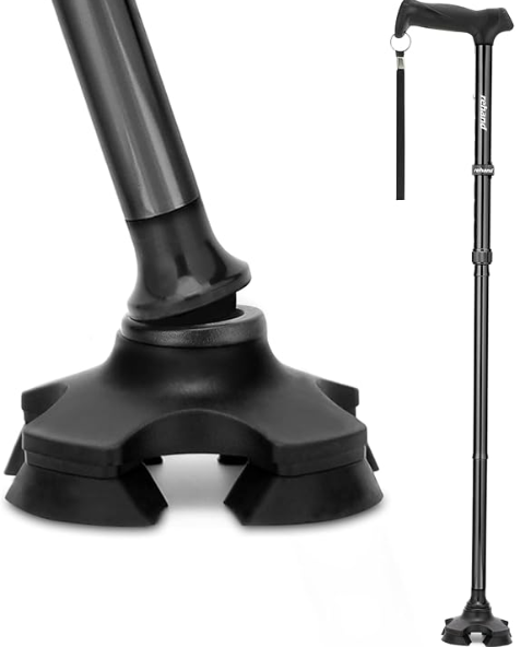 Rehand Height Adjustable, Folding Walking Stick | Air Cushion & Wide Base - Eden Mobility