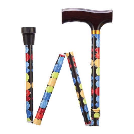 Folding Height Adjustable Walking Stick (Bubbles)