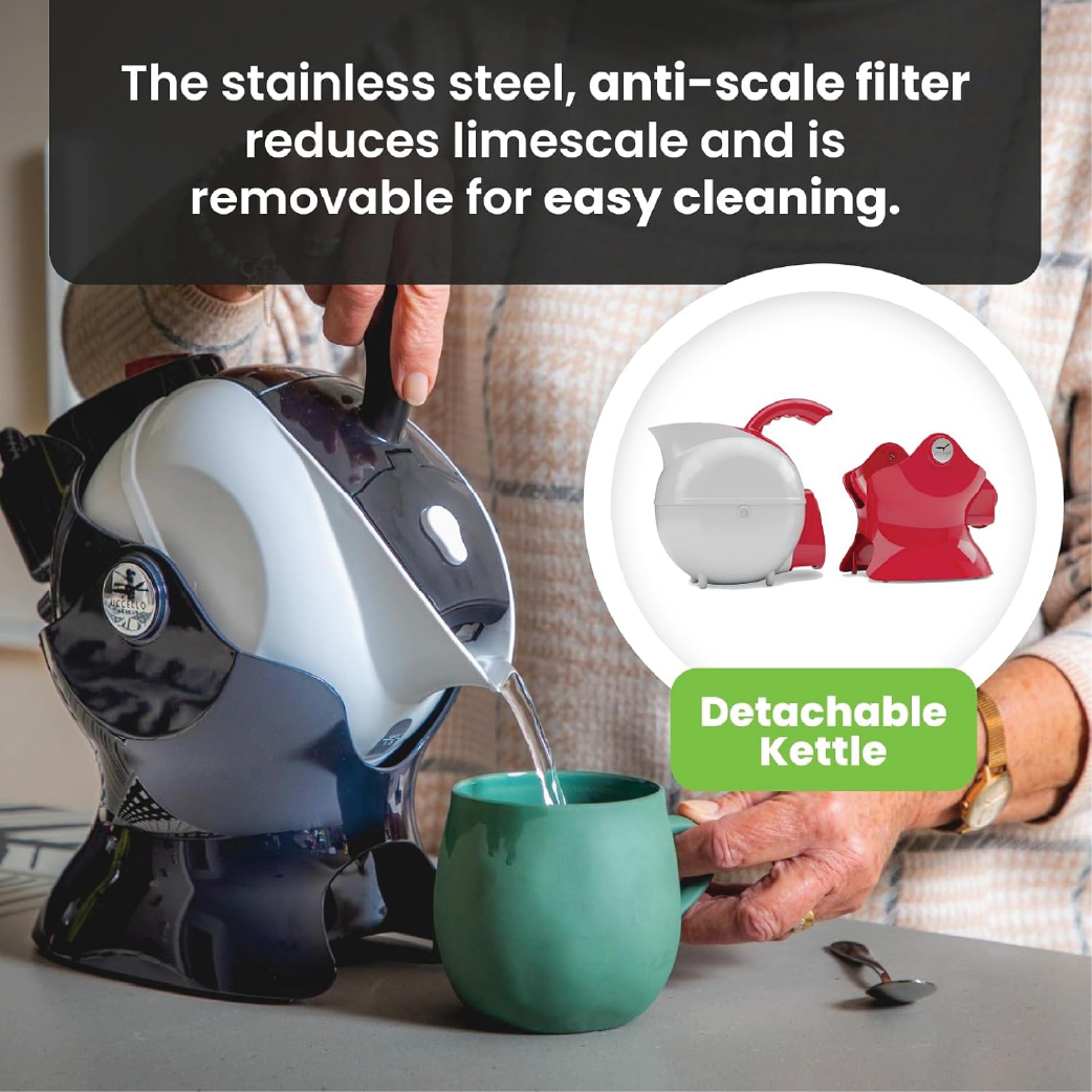 Uccello Electric Safety Kettle | Black Tipper Base Included | Effortless Pour Every Time | Daily Living Drinking Aid For Disabled and Seniors | 1.5 Litres - Eden Mobility