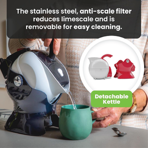 Uccello Electric Safety Kettle | Black Tipper Base Included | Effortless Pour Every Time | Daily Living Drinking Aid For Disabled and Seniors | 1.5 Litres - Eden Mobility