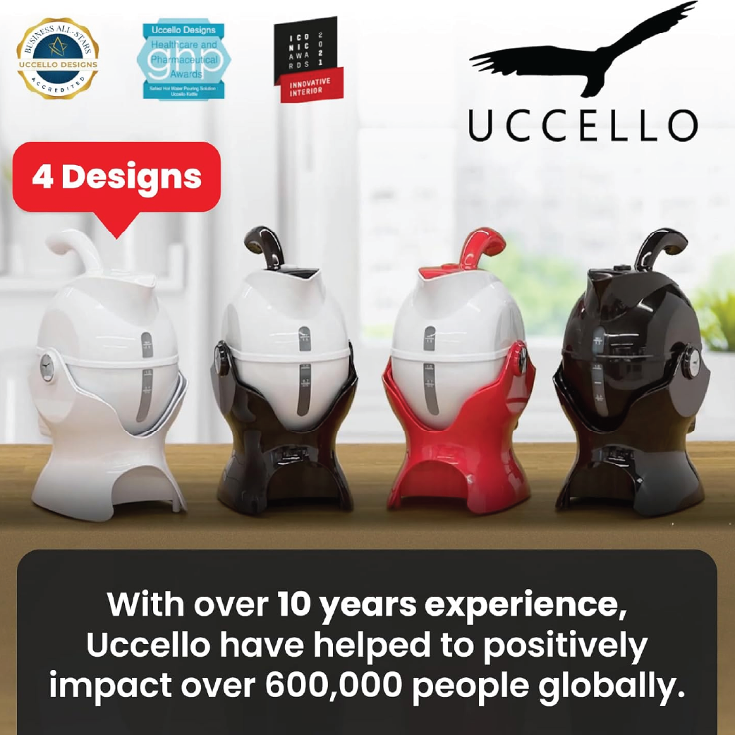 Uccello Electric Safety Kettle | Black Tipper Base Included | Effortless Pour Every Time | Daily Living Drinking Aid For Disabled and Seniors | 1.5 Litres - Eden Mobility