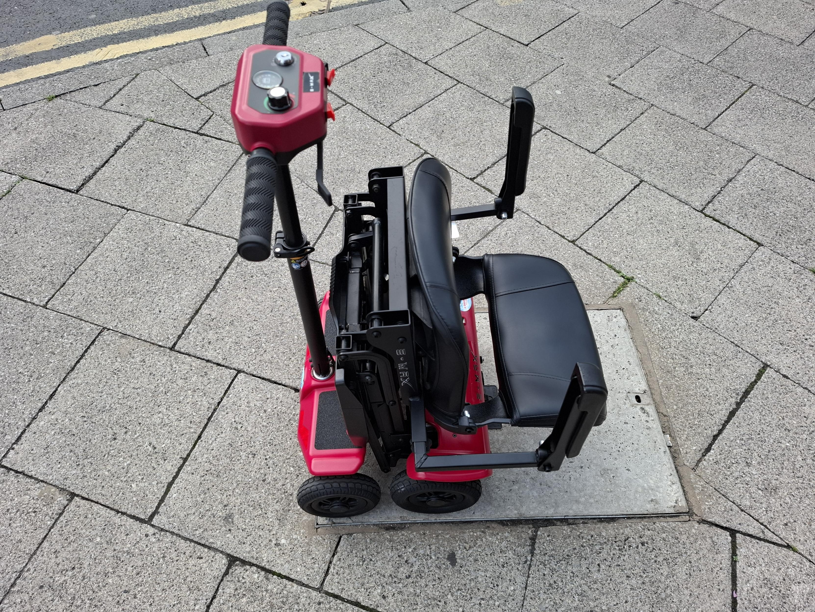 Red E-Max Foldi Mobility Scooter Folded