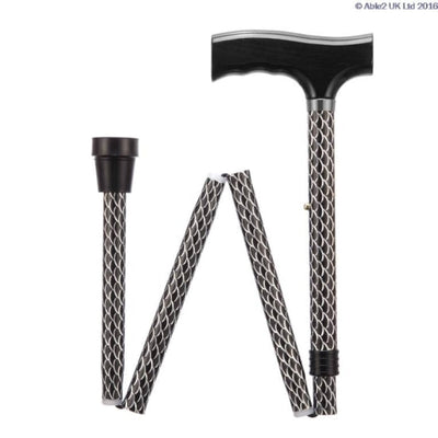 Folding Height Adjustable Walking Stick (Etched Black) - Eden Mobility