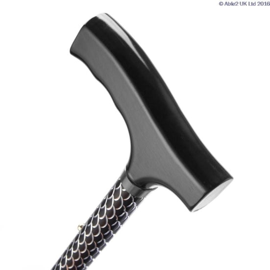 Folding Height Adjustable Walking Stick (Etched Black)